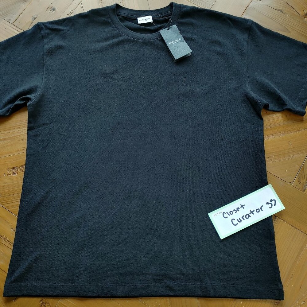 YSL Saint Laurent Cassandre T Shirt black small logo size XL